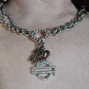 Harley-Davidson Chain Necklace with Crystal Accents